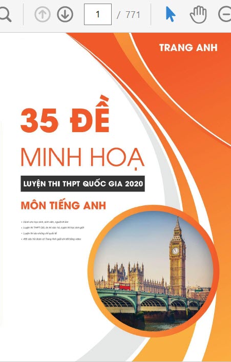 35 đề minh họa luyện thi THPT Quốc Gia 2020 môn tiếng Anh, Trang Anh